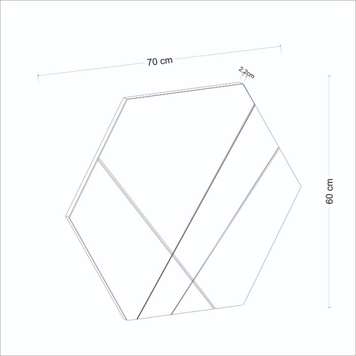 Hanah Home Saga - White Espejo Hexagonal MDF Blanco 70x60 cm
